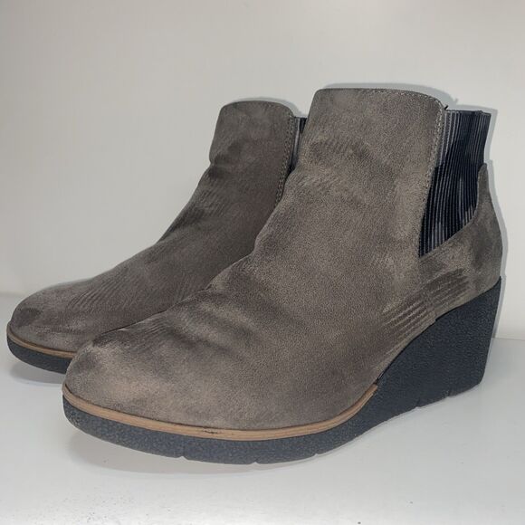 Dr. Scholl’s Women’s Size 8M Lean in Grey Suede Wedge Comfort Ankle Booties - Picture 13 of 15